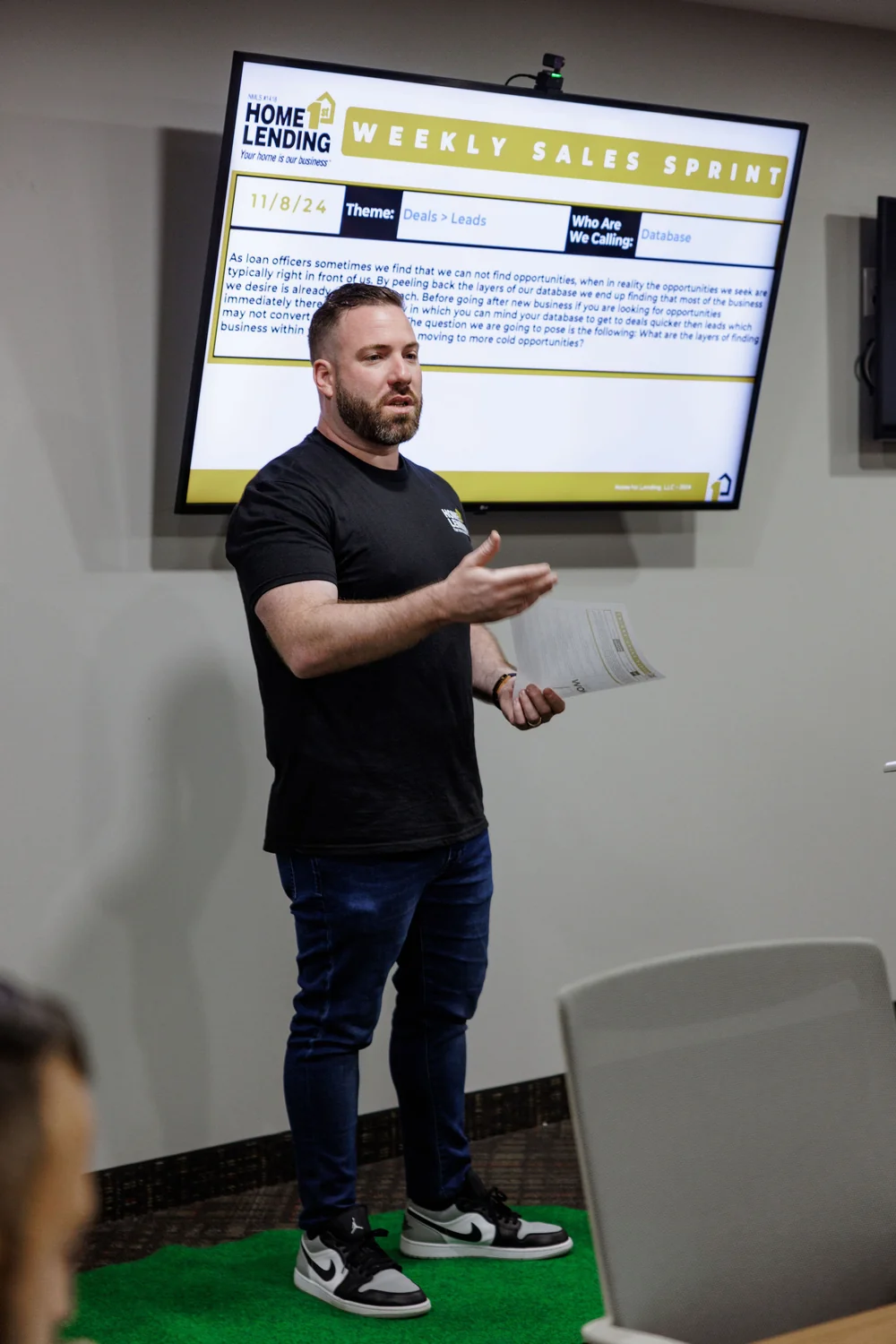 Zach Bleznick leading a team training session